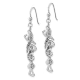 Sterling Silver 925 Dangle Earrings with Polished & Textured Finish, French Wire